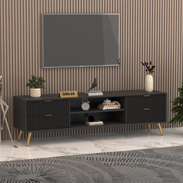 ONIJA HDMR Premium Wood TV Unit for Living Room(Black)