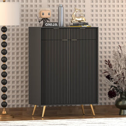 Zenvay HDMR Premium Wood Sideboard Cabinet (Black)