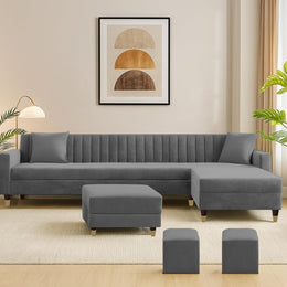 L-Shaped Sofa Set – Grey