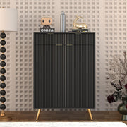 Zenvay HDMR Premium Wood Sideboard Cabinet (Black)