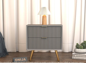 ONIJA Wooden Bedside Table for Bedroom Wooden Bed Side Nightstand Lamp Table with 2 Drawers