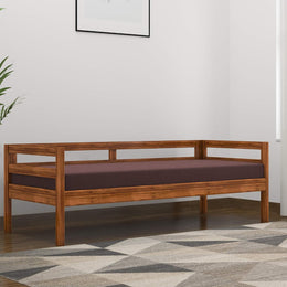 Modern Solid Wood Wooden Diwan Sofa with Cushioned Seat