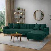 Modern Dark Green L-Shaped Sectional Sofa