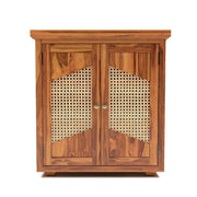 ONIJA Sheesham Wood Storage Cabinet with Natural Cane Doors