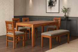 ONIJA  Wooden 6 Seater Dining Table Set