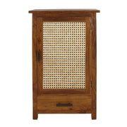 Solid Wood Cane Door Bookcase Cabinet with Drawer
