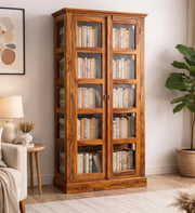 onija Solid Wood Vista Book Shelf Wooden with Acrylic Glass Door