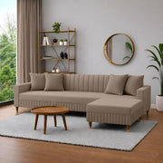 Modern Beige L-Shaped Sofa with Chaise | Premium Fabric Sofa