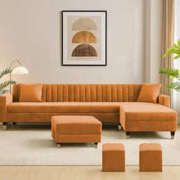 L-Shaped Sofa Set – Orange