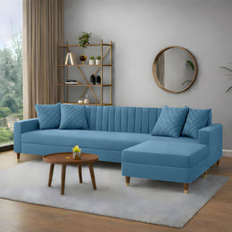 Modern Blue L-Shaped Sectional Sofa