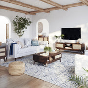 onija Solid Wood Jasper Coffee Table with Storage, Accent Rattan Design, Good Choice for Living Room