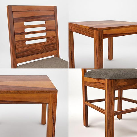 ONIJA Sheesham Wood 4 Chair with 1 Bench Dining Table Set with Cushioned Chairs for Dining Room | Living Room | Home & Office | (6 Seater with Bench, Honey Finish)