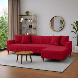 Modern Red L-Shaped Sectional Sofa