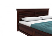 Lavorian Sheesham Wood Queen Size Bed With Storage (Walnut Finish)