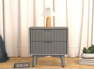Avyant HDMR Premium Wood Bedside Table (Grey)