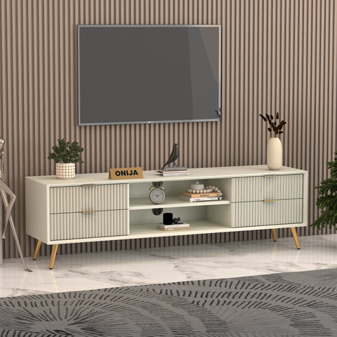ONIJA Modern TV Unit Cabinet for Living Room | Premium Wooden Media Console with Storage Shelves