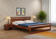 Oraxen Sheesham Wood King Size Bed Without Storage (Honey Finish)