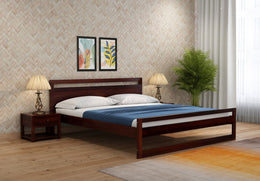 Oraxen Sheesham Wood King Size Bed Without Storage (Walnut Finish)