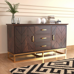 Pentros Sheesham Wood Cabinet and Sideboard (Walnut Finish)