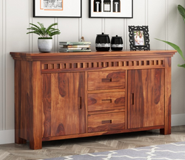 Nivorin Sheesham Wood Cabinet and Sideboard (Honey Finish)