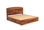 Kyoran Sheesham Wood Queen Size Bed With Storage (Honey Finish)