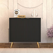 Tveshan HDMR Premium Wood Sideboard Cabinet (Black)