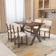 Modern Wooden Dining Table Set with 4 Chairs
