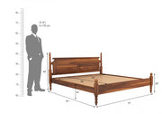 Vrukon Sheesham Wood King Size Bed Without Storage (Honey Finish)