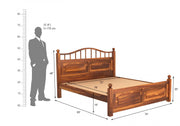 Varnak Sheesham Wood Queen Size Bed Without Storage (Honey Finish)
