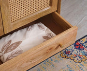 Boston Solid Wood Rattan Cane Wardrobe - Natural Finish