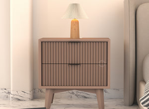 Avyant HDMR Premium Wood Bedside Table (Mocha Beige)