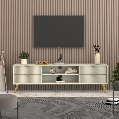 ONIJA Modern TV Unit Cabinet for Living Room | Premium Wooden Media Console with Storage Shelves