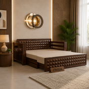 ONIJA Solid Sheesham Wooden Sofa Cums Bed with Mattress for Living Room  3 Seater Sofa Cums Bed