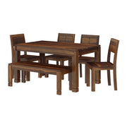 6 Seater Wooden Dining Table Set with Bench