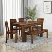 6 Seater Wooden Dining Table Set with Bench