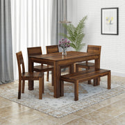 6 Seater Wooden Dining Table Set with Bench