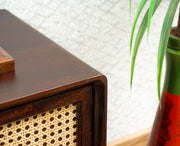 ONIJA  Solid Wood Rattan Cane Two Drawer Bedside Table