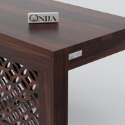 Onija Sheesham Wood Center Table With Stools (Walnut Finish)