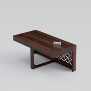 Onija Sheesham Wood Center Table With Stools (Walnut Finish)