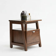 Onija Solid Wood Bedside Table with Drawer & Open Shelf