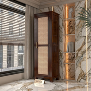onija Solid Sheesham Wood Wardrobe Cabinet 1  Cane Rattan Door