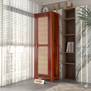 onija Solid Sheesham Wood Wardrobe Cabinet 1  Cane Rattan Door