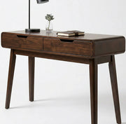 ONIJA Solid Wood Writing Desk with Dual Drawers for Home Office