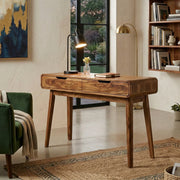 ONIJA Solid Wood Writing Desk with Dual Drawers for Home Office