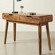 ONIJA Solid Wood Writing Desk with Dual Drawers for Home Office