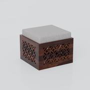 Onija Sheesham Wood Center Table With Stools (Walnut Finish)