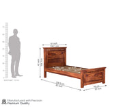 Adolph Sheesham Wood Single Bed Without Storage (Honey Finish)