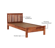 Venus Sheesham Wood Single Bed Without Storage (Honey Finish)