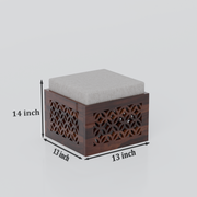 Onija Sheesham Wood Center Table With Stools (Walnut Finish)