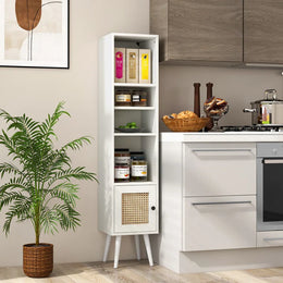 onija Every Choice Solid Acacia Wood Rattan Bookshelf For Home